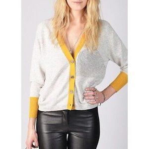 YOON Sweater CARDIGAN Soft WOOL & Cashmere BLEND Sporty DEIDRE Heather Grey $138